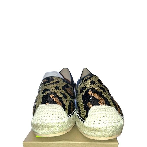 Jijixi Espadrille Bronze Gold Black sequin slip on flats 235 US 7 Work Party - Picture 4 of 6